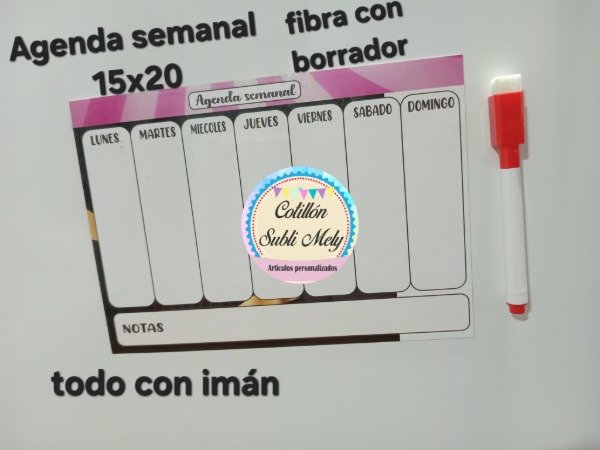 Producto - AGENDA SEMANAL 1 FIBRA CON BORRADOR 15X20 TODO CON IMAN