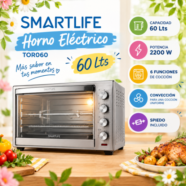 Producto - HORNO ELÉCTRICO SMARTLIFE 60 LTS-TOR060