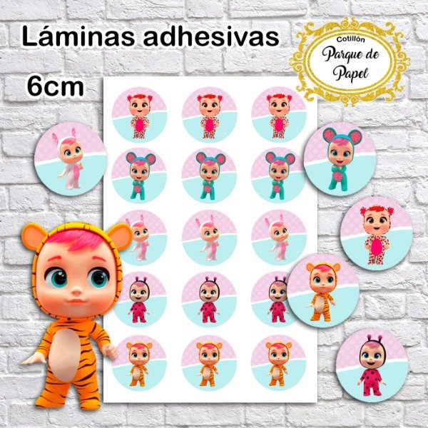 Producto - Lámina adhesiva A4 Bebés llorones (círculos 6cm)