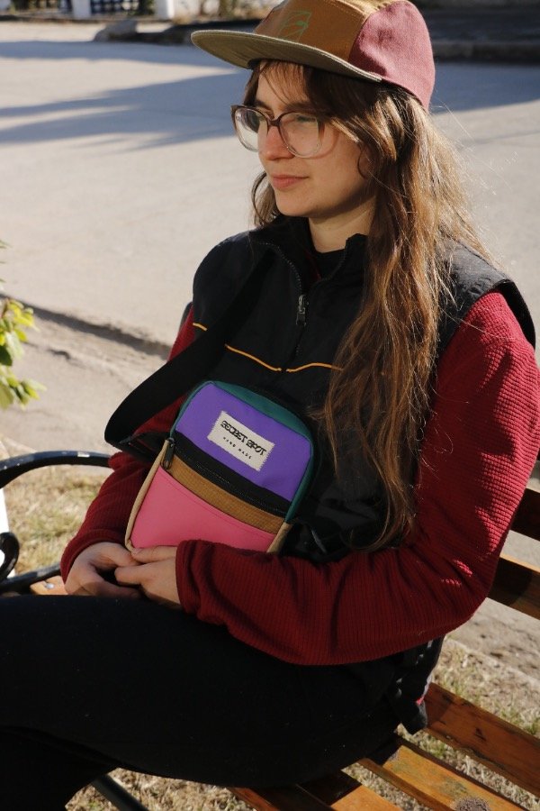 Producto - Morral rosa, violeta y verde