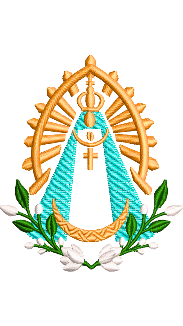 Producto - Virgen de Luján flores blancas  6, 8 y 10 cm