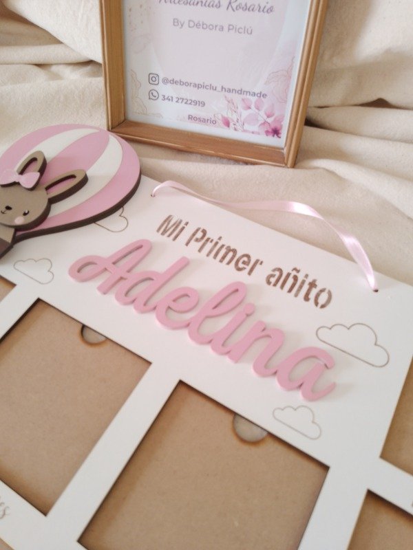 Producto - Cartel/ tablón de primer año conejita en globo - 2