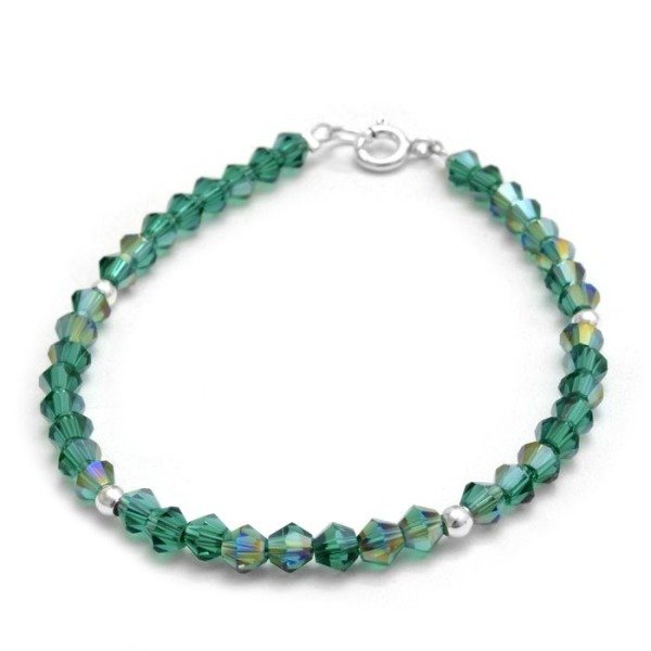 Producto - Pulsera Cristal Verde Y Bolitas 18Cm