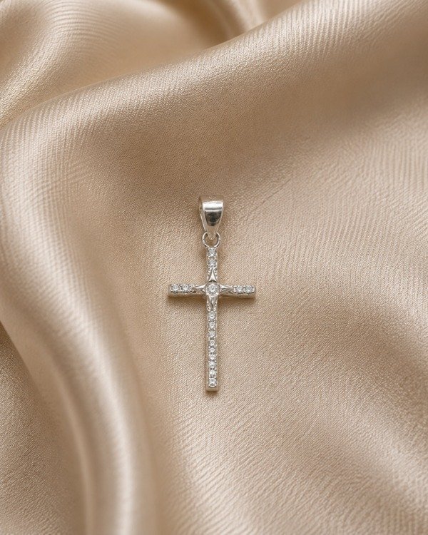 Producto - Dije Cruz con Zircones de Plata - 0