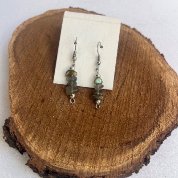 Producto - Aros de Labradorita  - Acero Quirúrgico (2 Unidades)