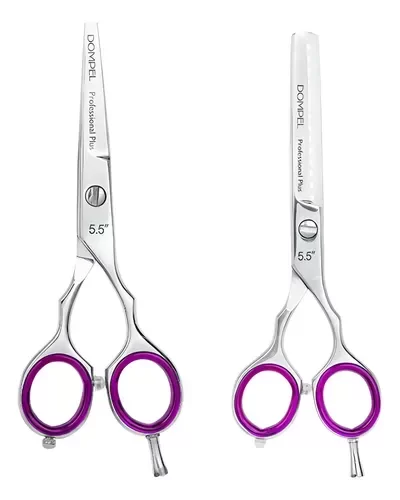 Producto - Tijera Filo Navaja 5.5 + Pulir 5.5 Plus Profesional Dompel Plateado