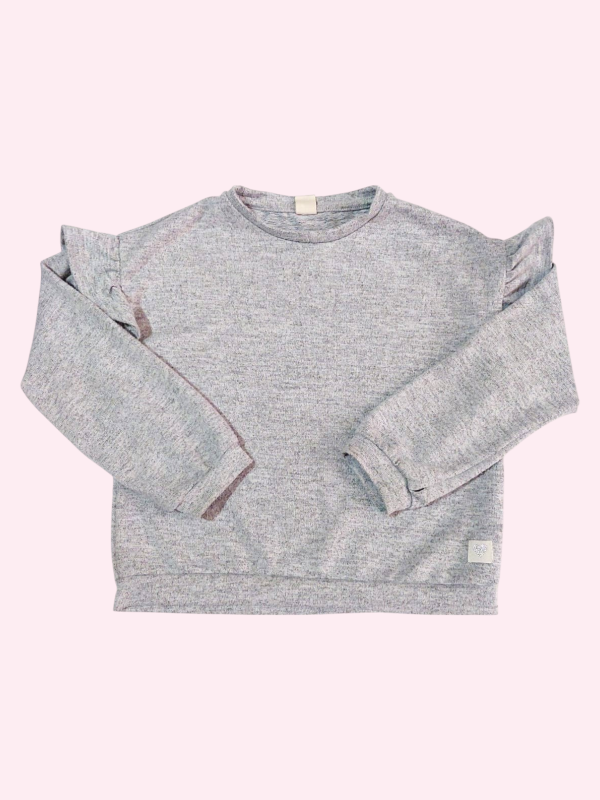 Producto - Sweater de lanilla gris claro con volados Cheeky 6 años