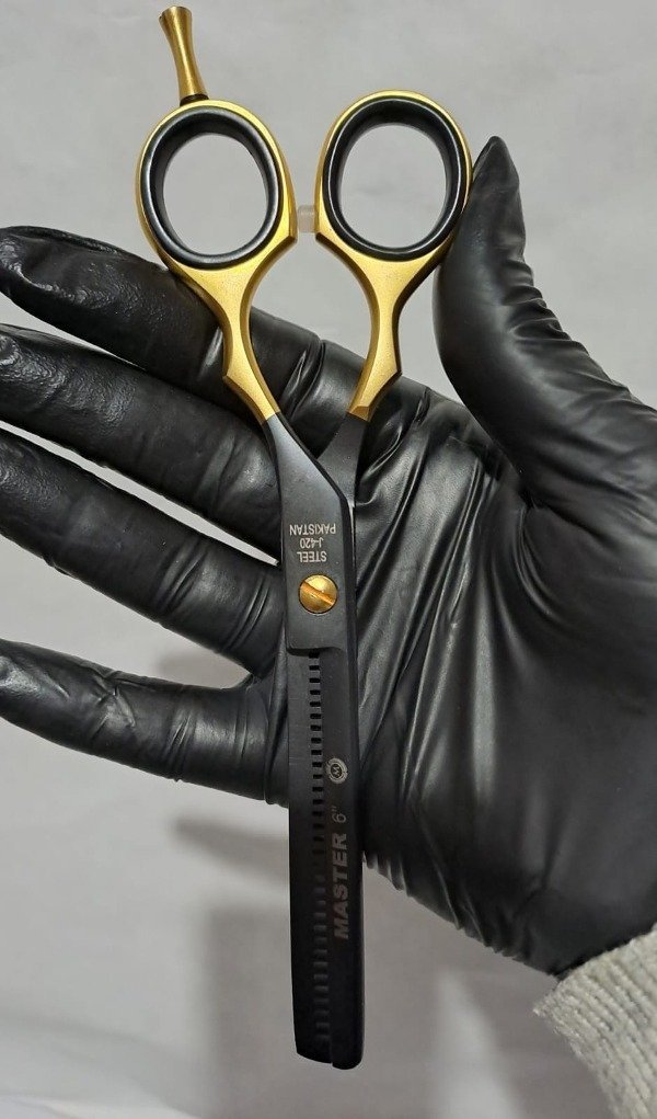 Producto - TIJERA DE PULIR SUPER O MASTER 6 PULGADAS NEGRO Y DORADO