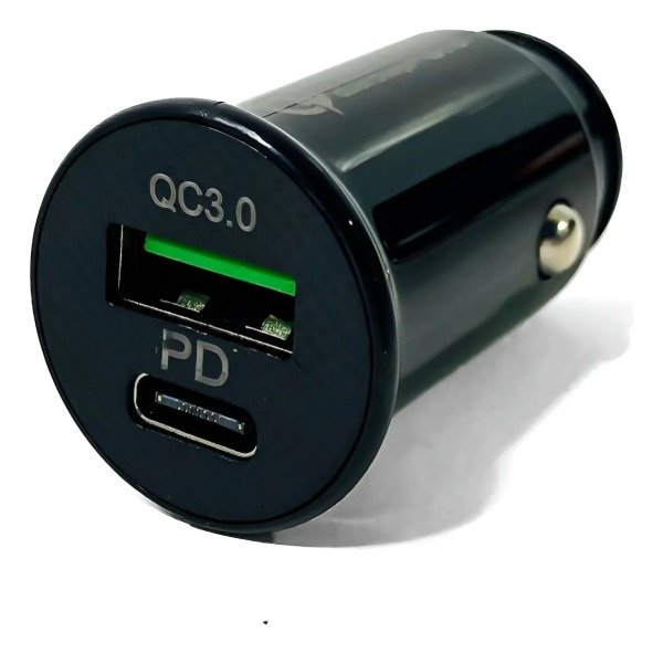 Producto - CARGADOR CELULAR CARGA RÁPIDA AUTO USB + USB TIPO C