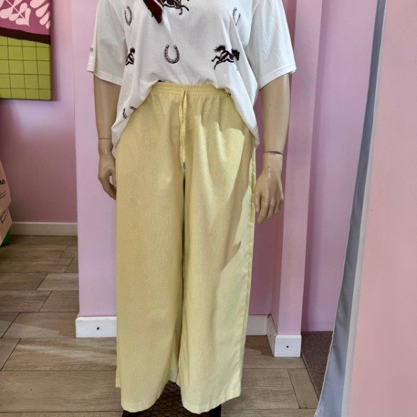 Producto - Pantalon de lino amarillo 7193 - 1