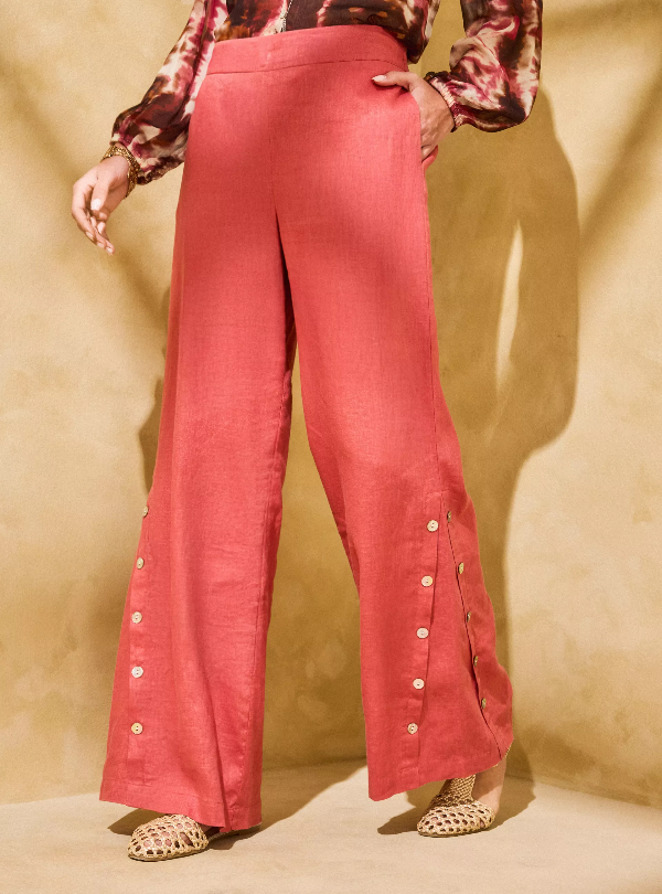 Producto - Pantalón Orquídea Rosa 100 Lino