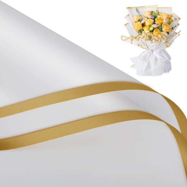 Producto - Papel coreano blanco con dorado 56x56cm x unidad