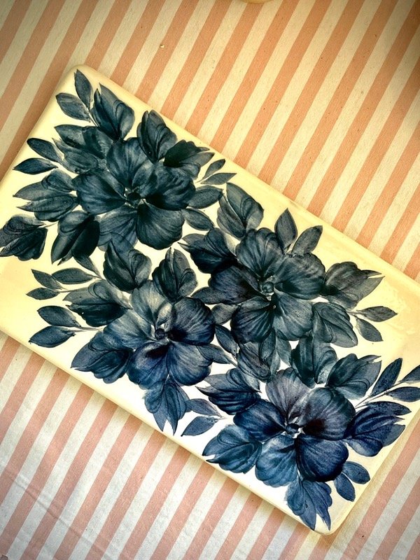 Producto - Bandeja c flores azul cobalto