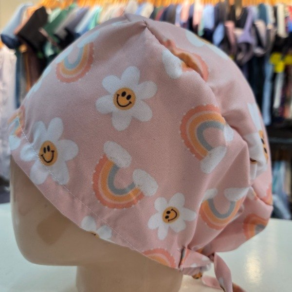 Producto - Cofia con Tirita Arcoiris y flor