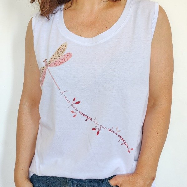 Producto - Musculosa Libelula Blanco/Rosa
