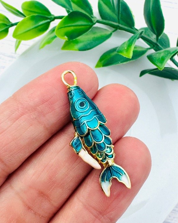 Producto - DIJE PEZ KOI MOVIL GOLDFILLED TURQUESA