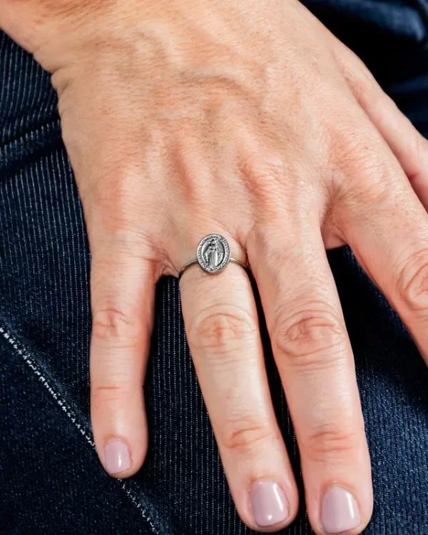 Producto - Anillo Acero Medalla Milagrosa Regulable - 1