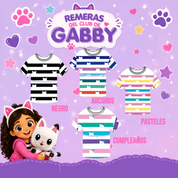 Producto - Remera Manga Larga Gabby dollhouse algodón con parches y vincha - 1