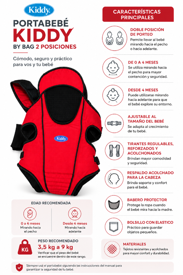 Producto - Mochila Porta Bebe By Bag Deluxe Kiddy Recién Nacido A 12kg - 3