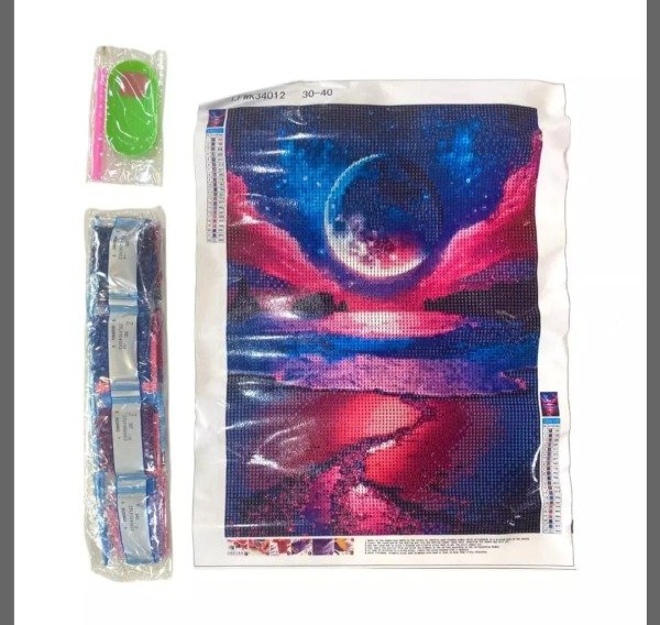 Producto - DIAMOND PAINTING 30X40 LUNA EN LA PLAYA NOCTURNA