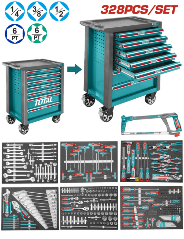 Producto - GABINETE DE 7 CAJONES CON JUEGO DE HERRAMIENTAS (328 PZS) - TOTAL