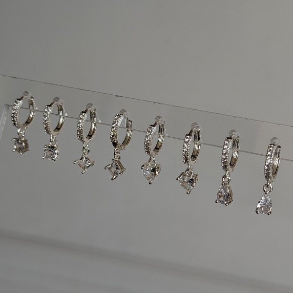 Producto - Aros con dije de acero blanco - 2