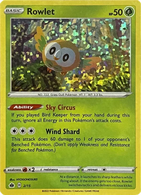 Producto - Rowlet 2/15 McDonald's Collection 2022 Confetti Holo