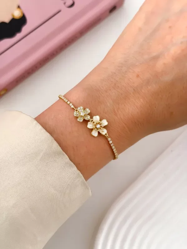 Producto - Pulsera Gold Twins Flowers