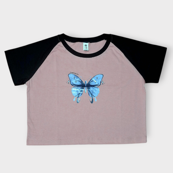 Producto - Remera Juvenil estampada Negro con Rosa T4