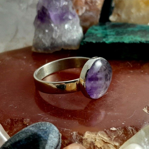 Producto - Anillo de alpaca con Amatista redonda - 1