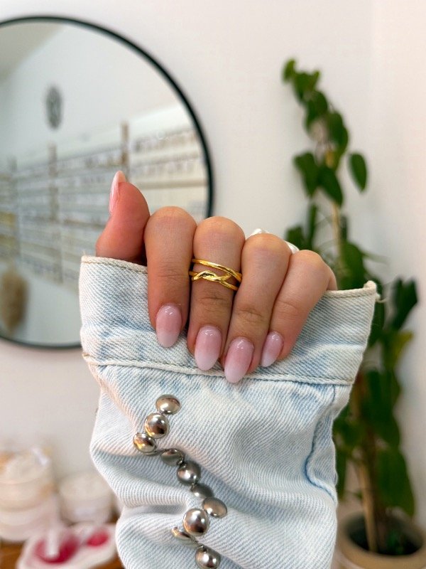 Producto - Anillo acero dorado doble nudo