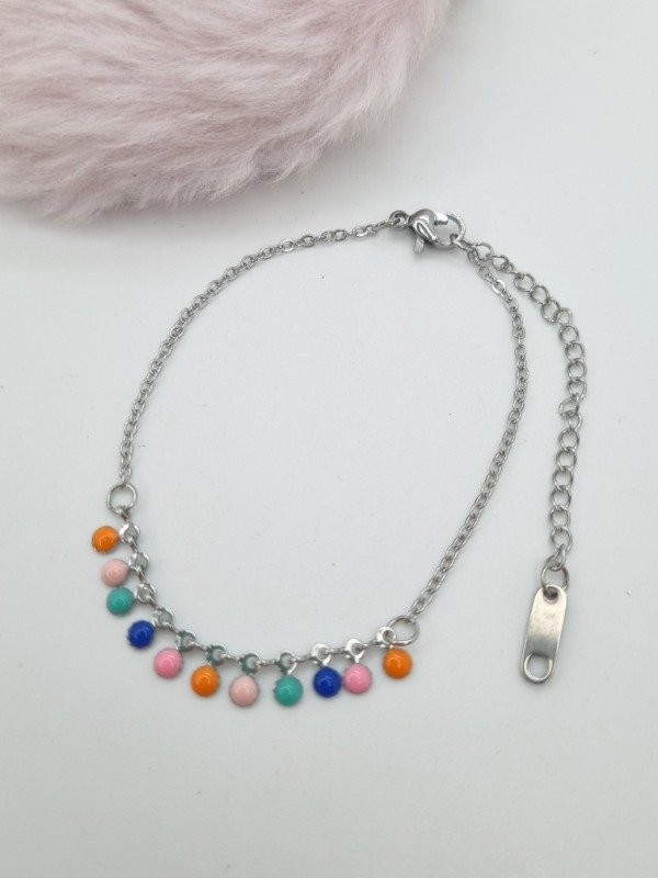 Producto - Pulsera acero quirurgico dijes puntitos esmalt color