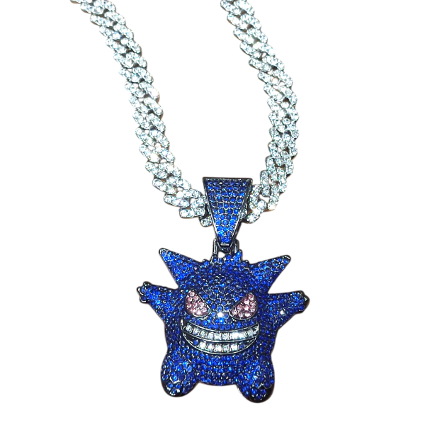 Producto - CADENA CON DIJE GENGAR FULL ICE AZUL