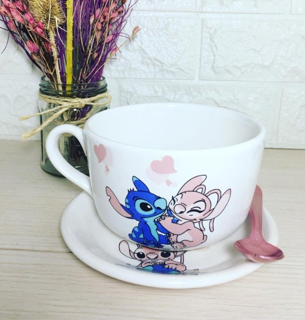Producto - SET PLATO REDONDO + TAZON STITCH Y ANGEL