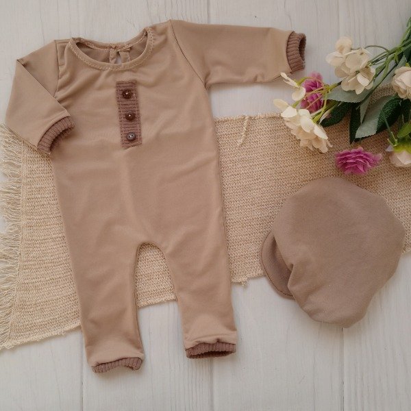 Producto - Set romper y boina Marron NB
