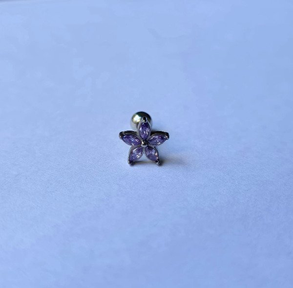 Producto - Barbell flor strass lila