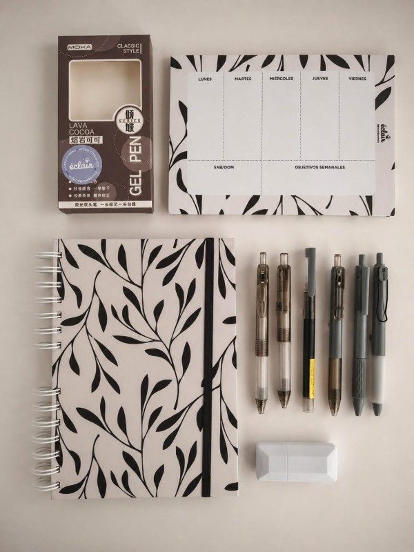 Producto - Combo cuaderno + organizador semanal + accesorios - Negro - 0