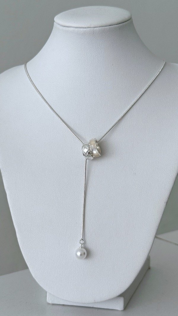 Producto - Corbatero cola rata dije perla ACERO BLANCO