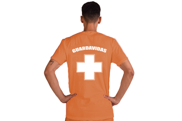 Producto - REMERA MANGAS CORTAS CLASICA - NARANJA DE ALGODON - GUARDAVIDAS - HIDRA SPORT
