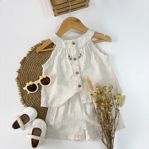 Producto - Conjunto Margarita bordado en color CRUDO - 0