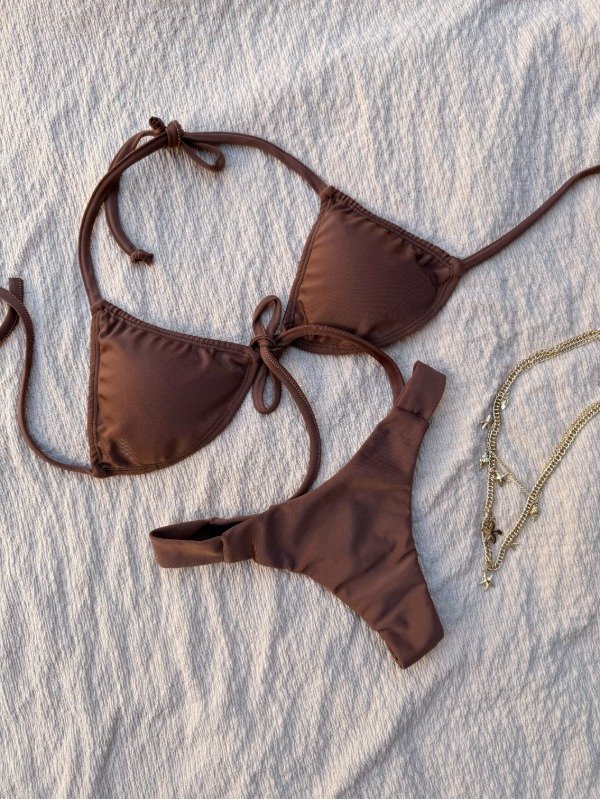 Producto - Corpiño Triangulito Moño CHOCOLATE