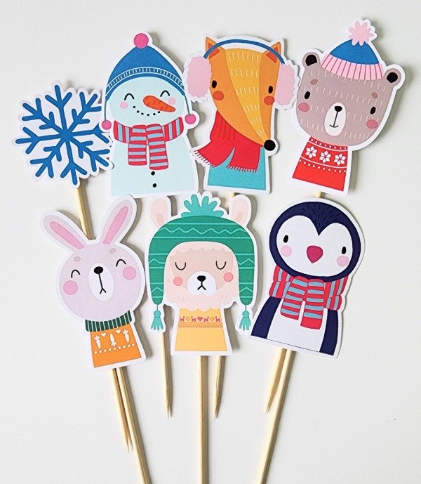 Producto - Animalitos de Invierno Adorno Para Torta Cake Topper