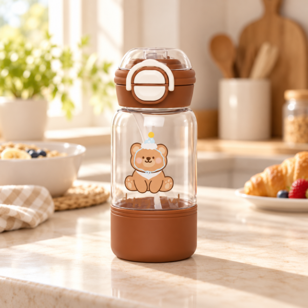 Producto - BOTELLA PLASTICA INFANTIL HAPPY TIME CON SORBETE Y PICO 600ML - 0