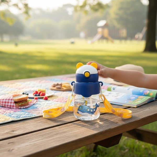 Producto - BOTELLA INFANTIL CON TAPA 500CM  CON SORBETE Y CORREA
