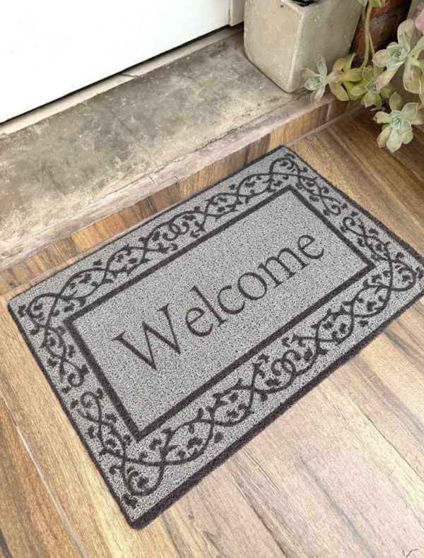Producto - Felpudo goma Welcome con marco - Gris
