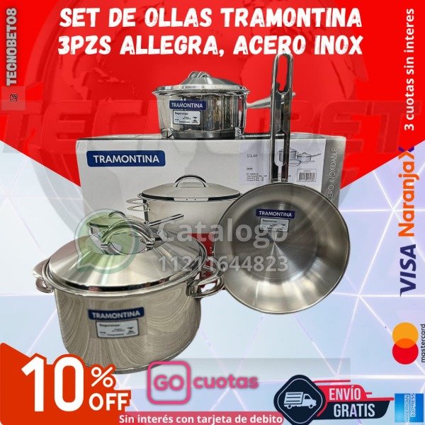 Producto - SET DE OLLAS 3 PIEZAS ACERO INOX