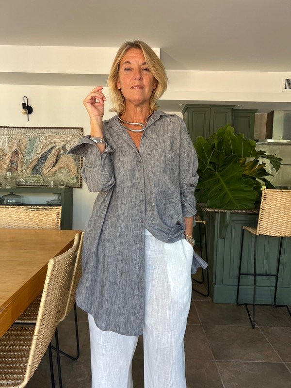 Producto - Camisaco lino rústico gris