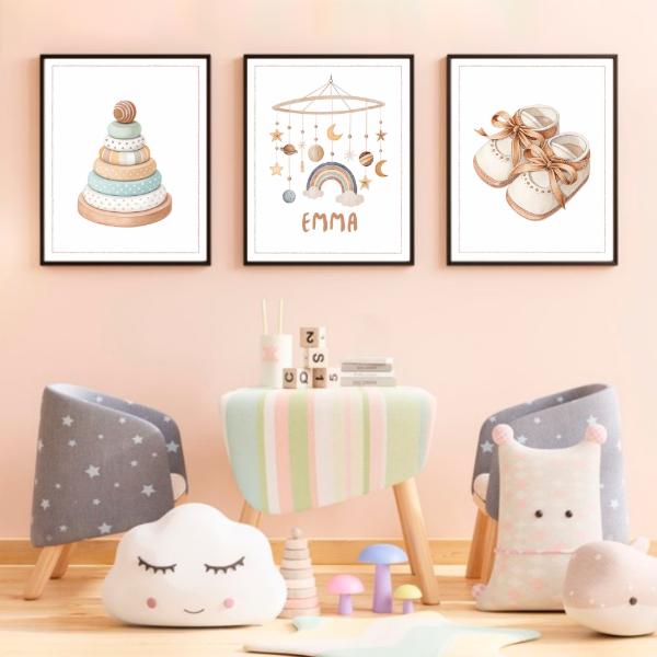 Producto - Set de 3 Laminas Personalizables Boho con Nombre - LAM-K46