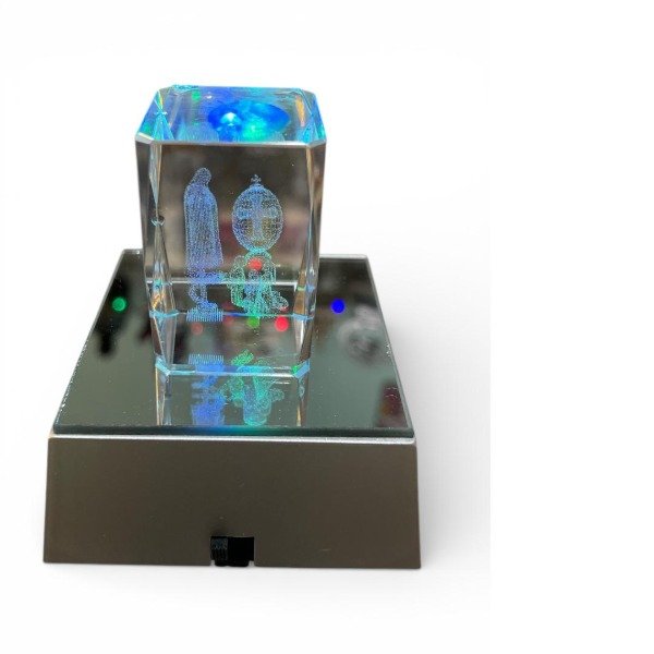 Producto - CUBO DE CRISTAL CON FIGURA 3D - FATIMA