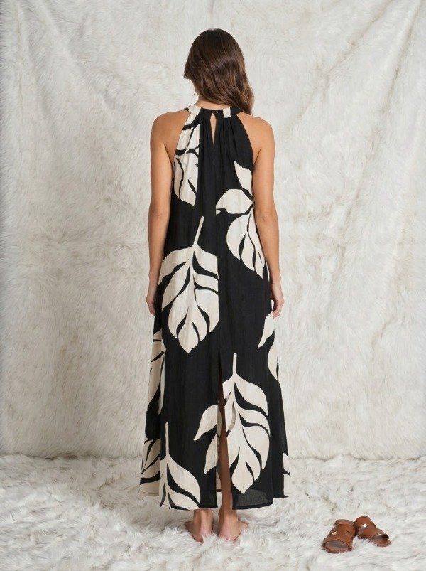 Producto - Maxi Vestido Ibiza Fibrana Cuello Americano Negro - 1